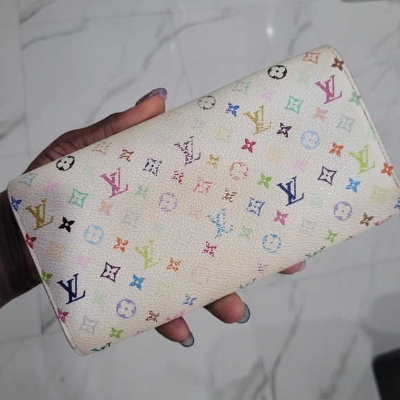🌈🔹️LOUIS VUITTON🔹️ Murakami  white multi long  Sarah wallet ( preowned) - Picture 10 of 14